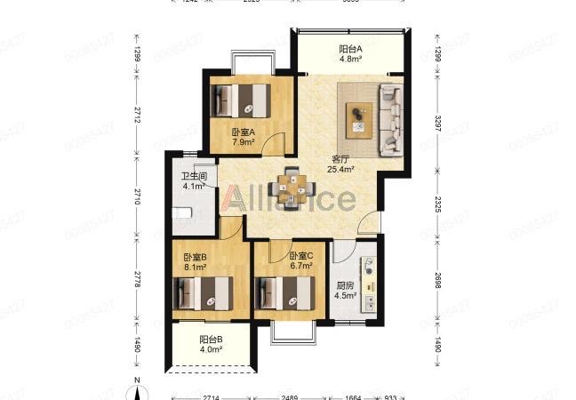广州南沙金洲地铁旁电梯小区丰庭花园两厅南北对流三房出售 实拍图6